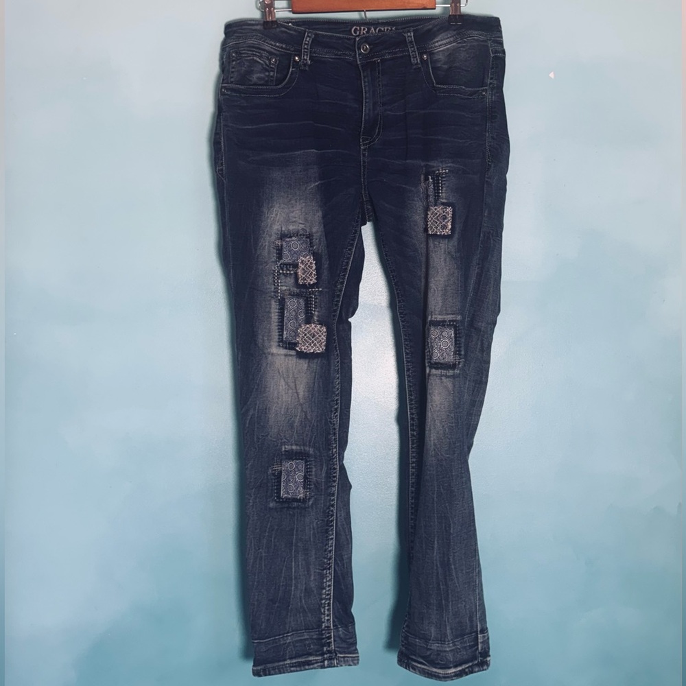 Grace Women's Dark Blue Easy Fit Jeans